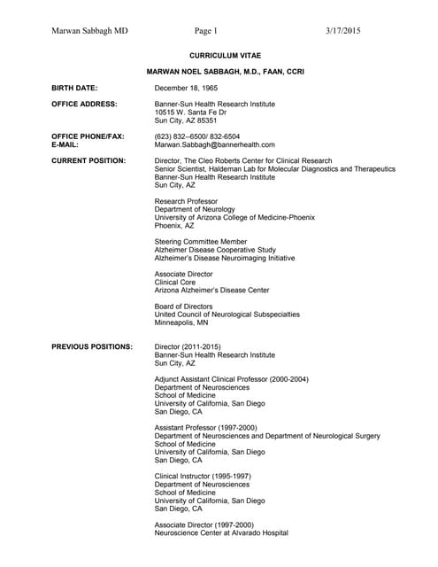 Marwan's CV updated March 12 2015