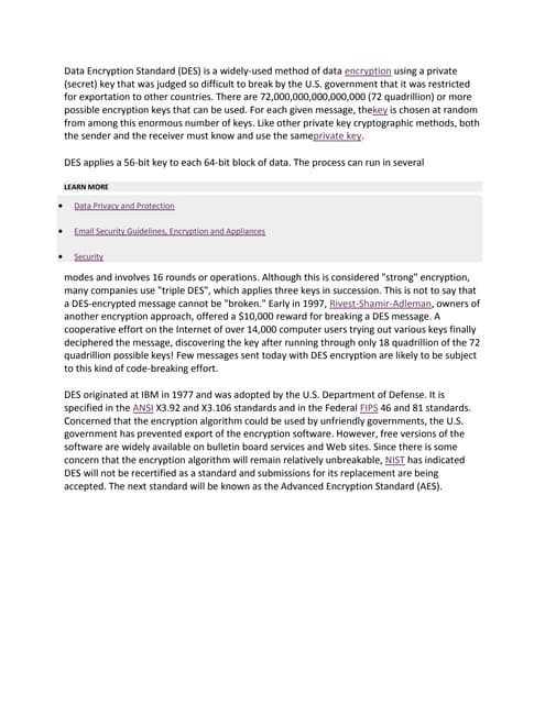 Data encryption standard
