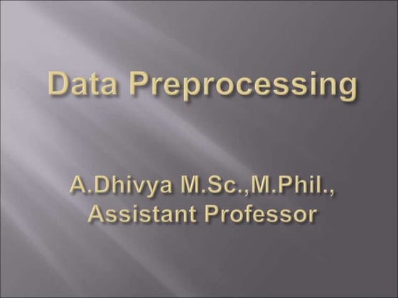 Data preprocessing in Data Mining