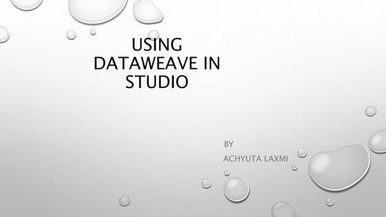 Dataweave in studio