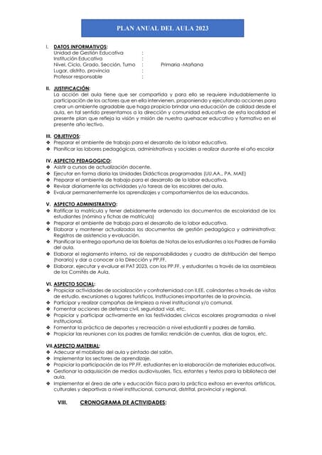 Plan Anual de Aula 2023