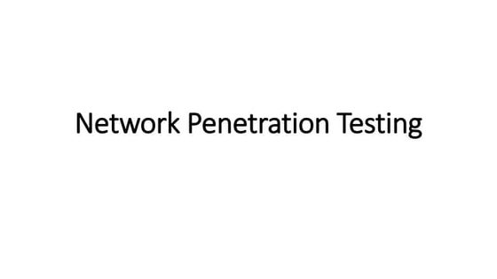 Network Penetration Testing