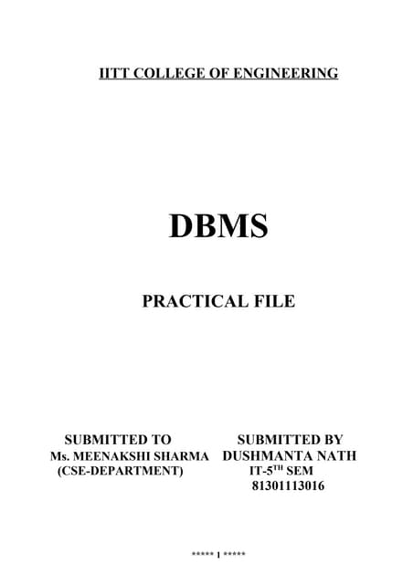 DBMS Practical File