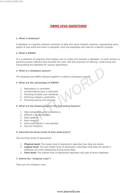 Dbms viva questions