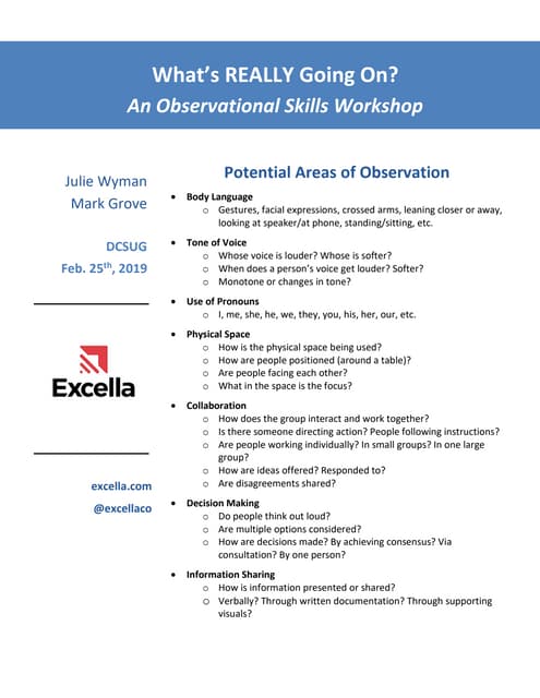 DCSUG - What's Really Going On? Observer Worksheet