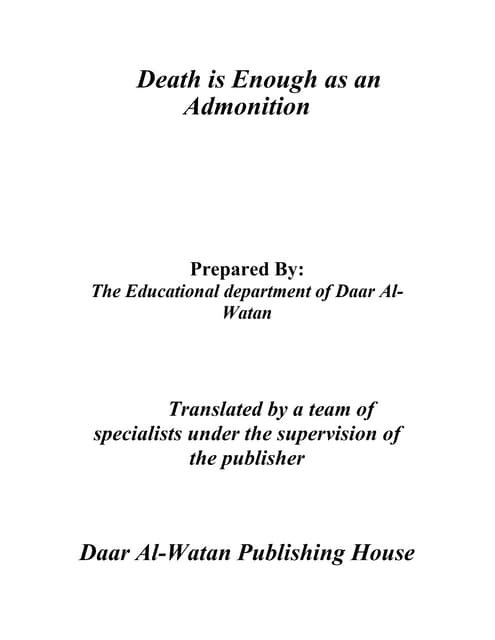 Death is enough as an admonition