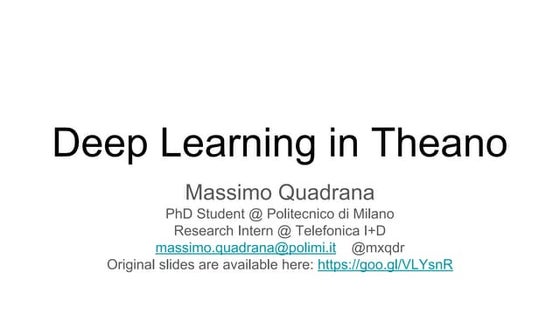 Deep Learning in theano
