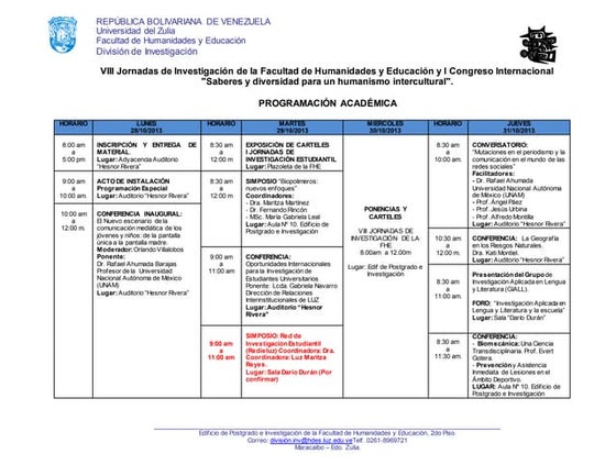 Programa VIII Jornadas de Investigación