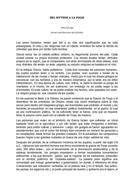 Del mito a la polis