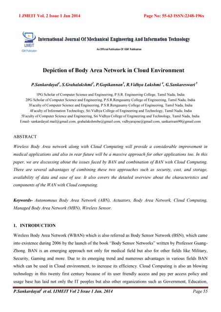 Depiction of Body area network in Cloud Environment