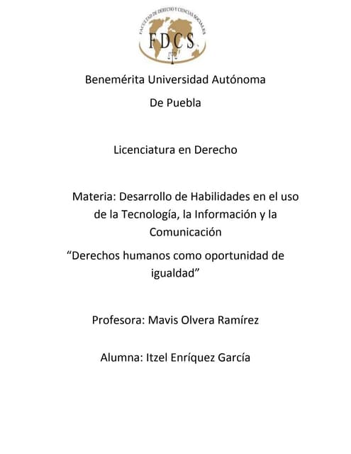 Derechos humanos como oportunidad de Igualdad