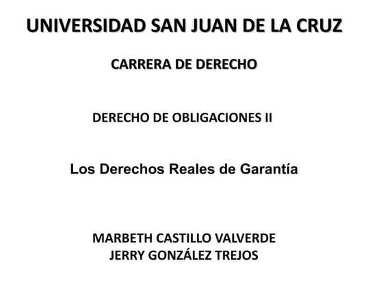 DERECHOS REALES DE GARANTÍA