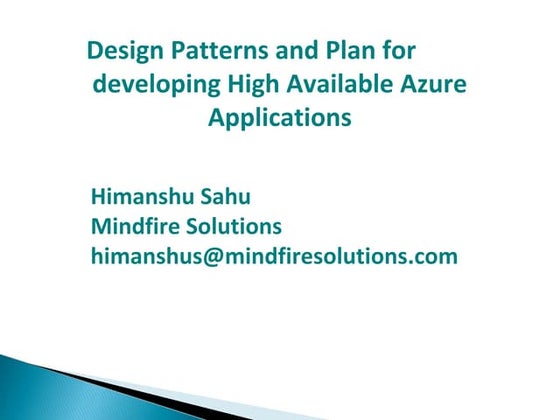 Design patterns and plan for developing high available azure applications