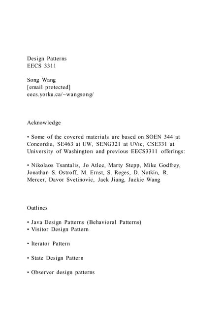 Design PatternsEECS 3311Song Wang[email protected]ee