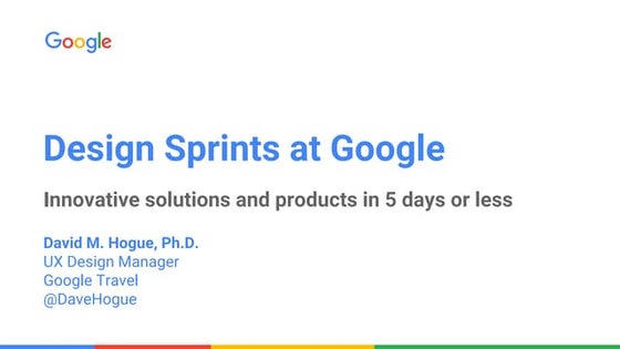 Design Sprints for Innovation