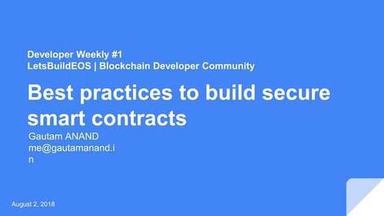Best practices to build secure smart contracts
