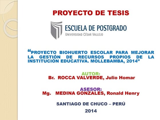 Proyecto biohuerto escolar para mejorar la gestión de recursos propios en la ...