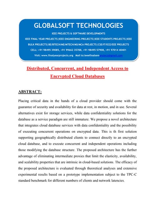 IEEE 2014 DOTNET CLOUD COMPUTING PROJECTS Distributed -concurrent--and-indepe...
