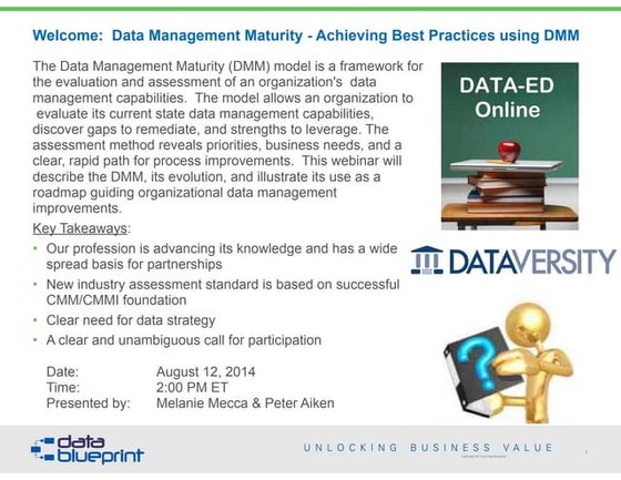 Data-Ed Online: Data Management Maturity Model