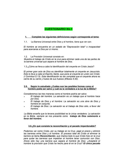 Doctrina de salvacion respuestas