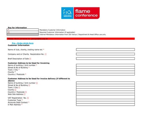 Drinks order form