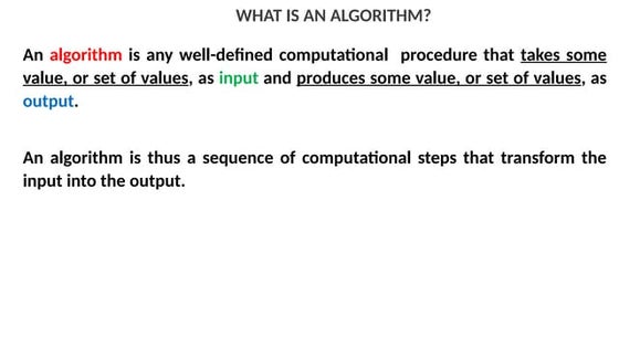 Algorithm description in data structures
