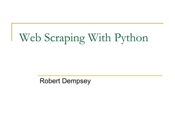 Web Scraping With Python