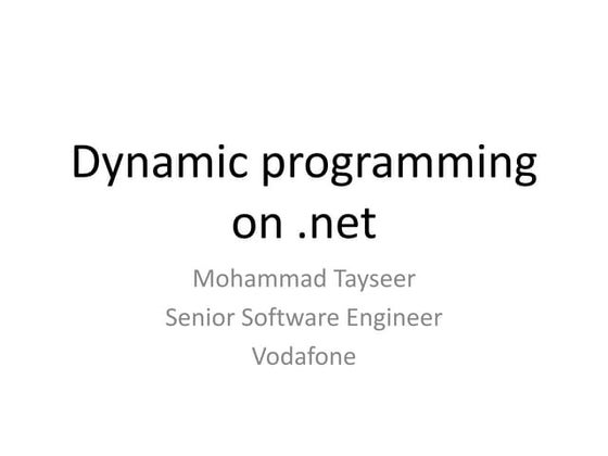 Dynamic programming on .net