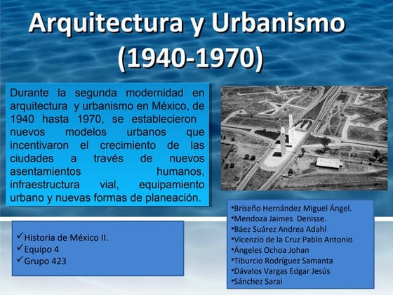 Arquitectura y urbanismo de 1940 a 1970
