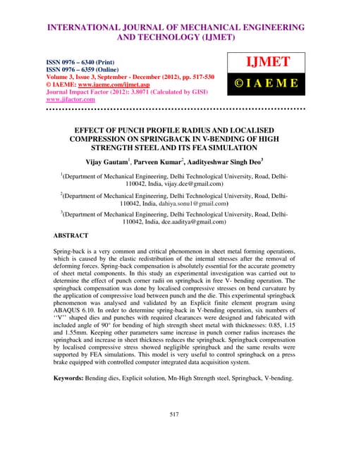 Effect of punch profile radius and localised compression