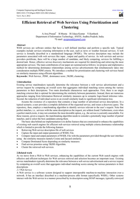 Efficient retrieval of web services using prioritization and clustering