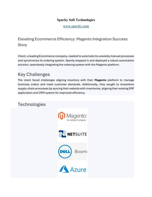Elevating Ecommerce Efficiency Magento Integration Success Story