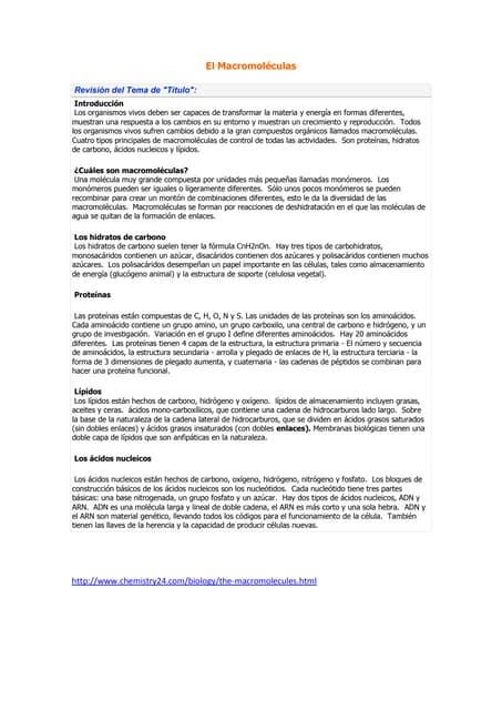 Las macromoléculas