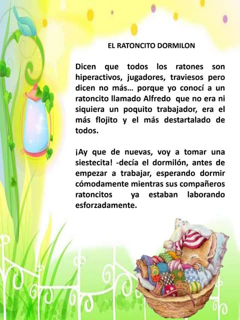 cuento infantil "El ratoncito dormilon"