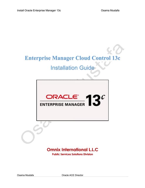 Oracle Enterprise manager 13c Installation