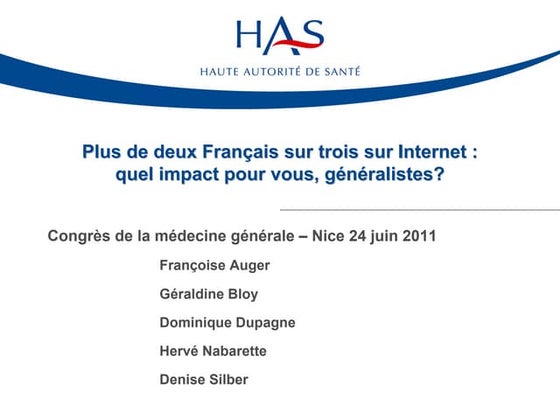 Enquête : Les médecins généralistes et leurs perceptions des discussions avec...