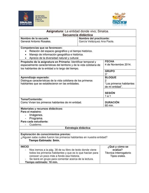 Entidad donde vivo; sinaloa bloque 2
