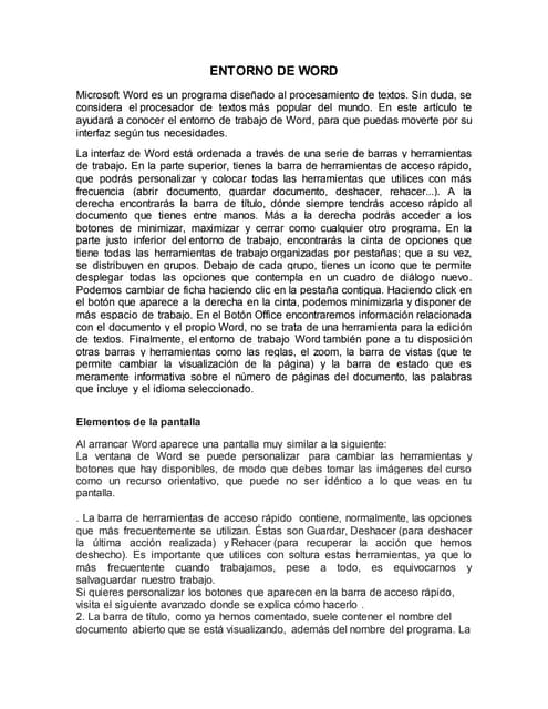 Entorno de word