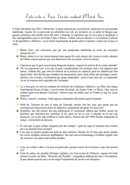 Entrevista a Xavi Sarrià. 