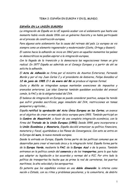 España en europa y el mundo