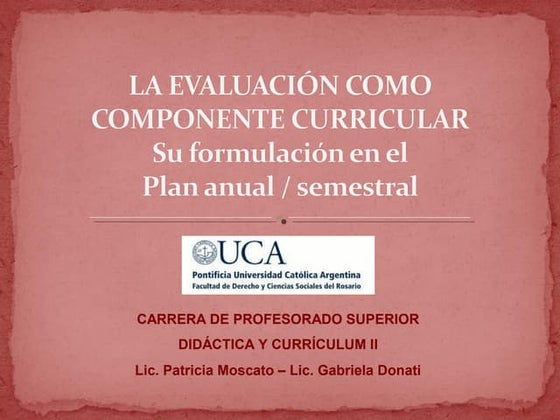 Evaluacion componente curricular 