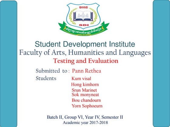 Teaching Methodology "Evaluation and testing"