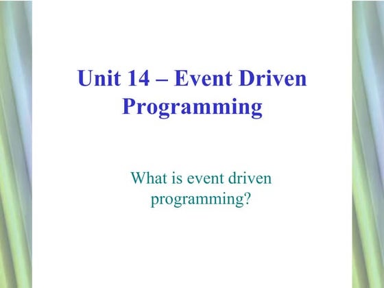 Event driventheory