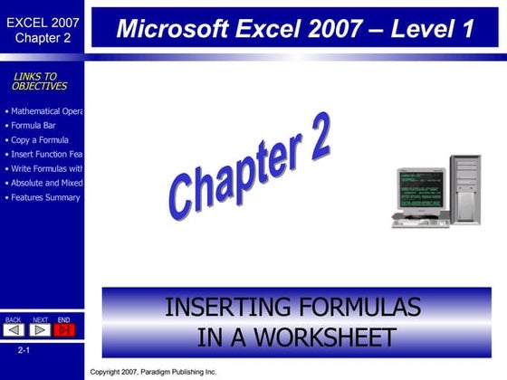 Excel Chapter 2 - Inserting Formulas in a Worksheet