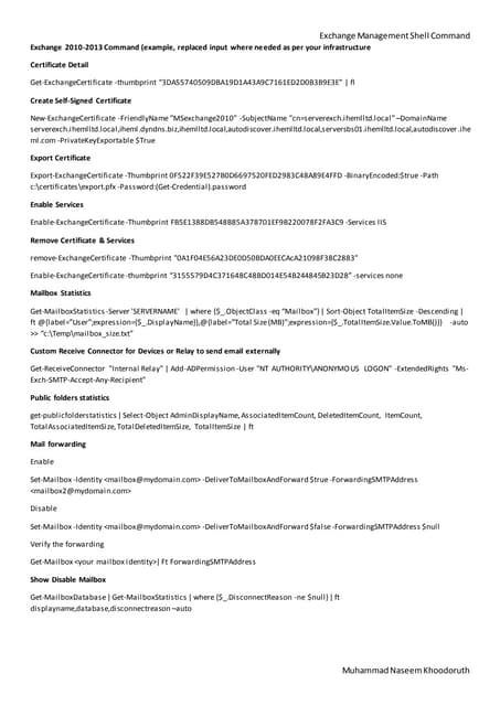 Exchange 2010/2013 Exchange Management Shell Command