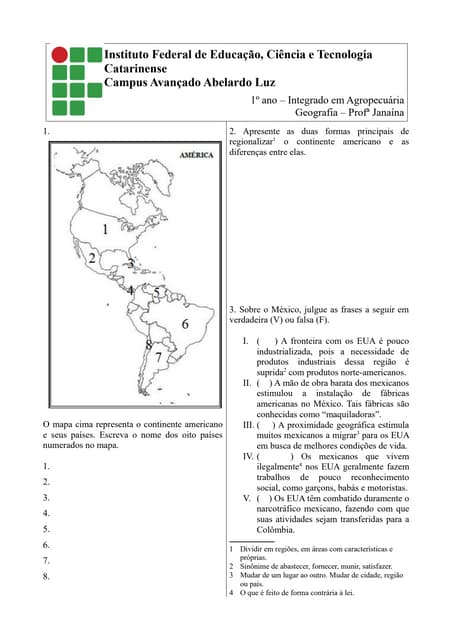 Exercícios aula américa