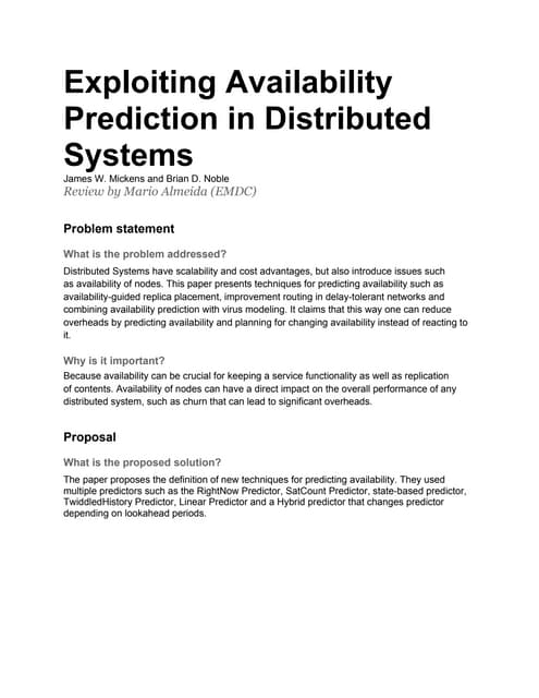 Exploiting Availability Prediction in Distributed Systems