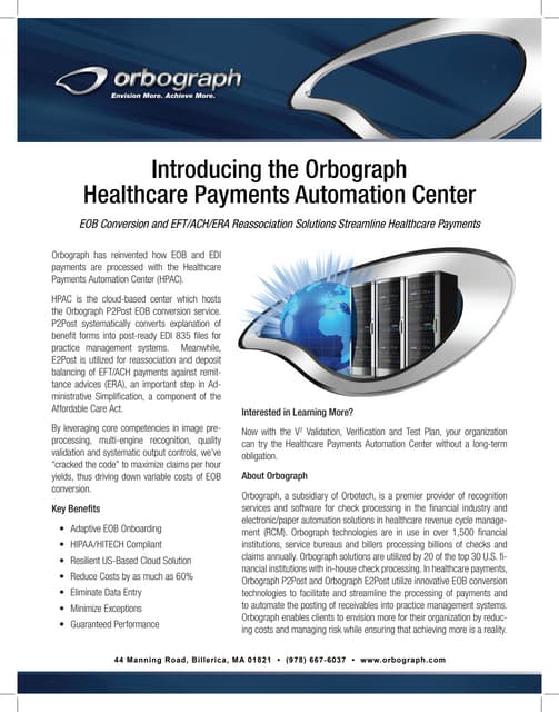 Healthcare Payments Automation Center