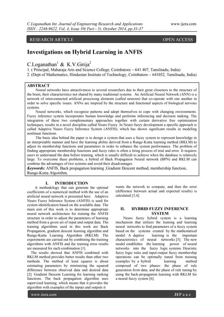 Investigations on Hybrid Learning in ANFIS