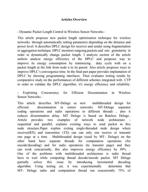 Networking Articles Overview